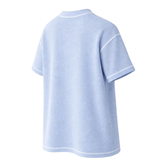 G-Thangz Men's Textured Crew Neck T-Shirt Sky Blue Regular Fit Short Sleeve Medium (M)